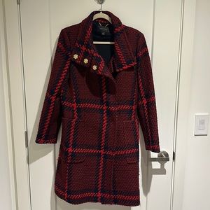 Ann Taylor Plaid Tunnel Neck Coat
